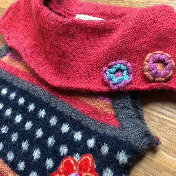 🎉3 For 15$🎉Multicolored Knitted Sweater With Flowers And Tassels Size 12 M - Picture 4 of 6